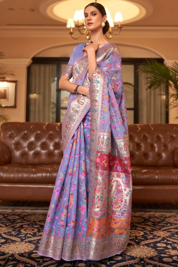 Handloom Silk Trendy Lavender Saree