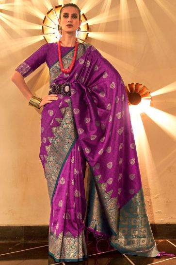 Trendy Silk Function Look Saree in Purple Color