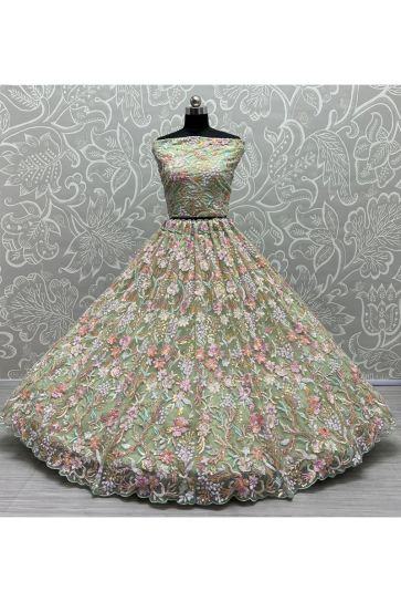 Ingenious Green Color Net Fabric Bridal Lehenga Choli 