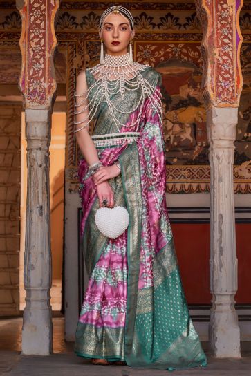 Timeless Tradition Art Silk Saree with Weaving Work In Pink Color