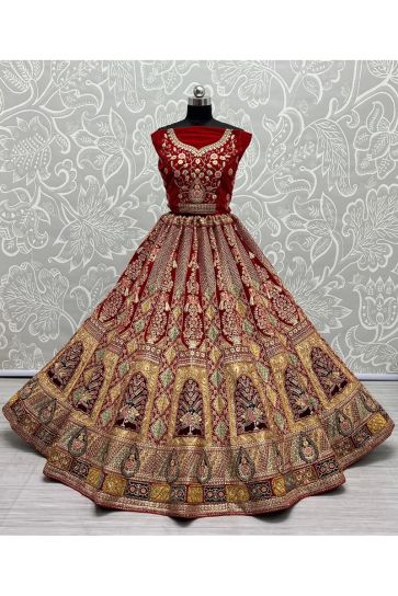 Maroon with Multicolor Print, Beads, Mirror, Sequins and Thread work L –  Seasons Chennai