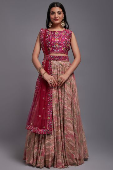 Pink Color Art Silk Fabric Embroidered Wedding Wear Designer Lehenga Choli