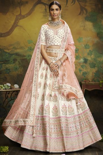 Ethereal Elegance: Wedding Heavy Net Embroidery Bridal Lehenga