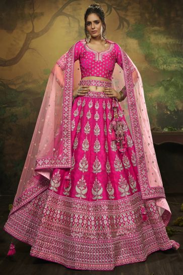 Rani Pink Premium Silk Designer Bridal Lehenga Choli Online FABANZA