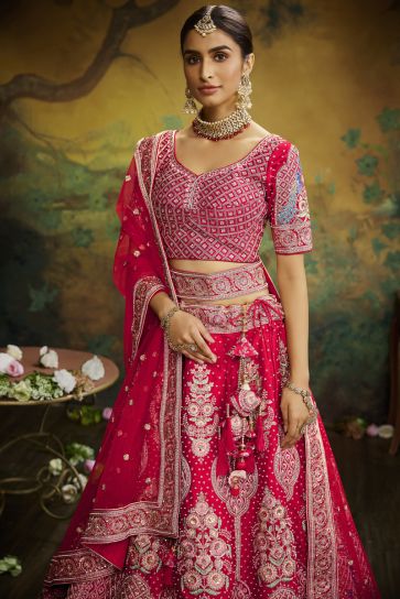 Awesome Heavy Look Embroidered Work On Silk Fabric Bridal Lehenga Choli