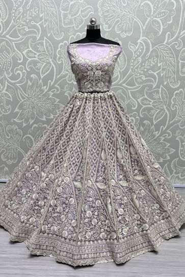 Sangeet Wear Wear Lavender Color Glorious Lehenga In Net Fabric