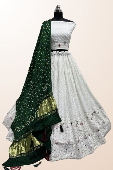 White Color Georgette Fabric Lakhanavi Embroidered Designer Lehenga Choli