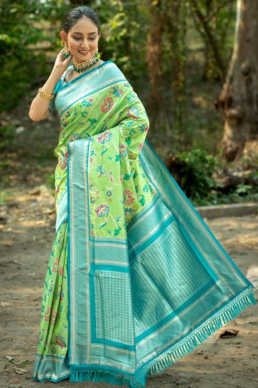 Banarasi Silk Sea Green Color Weaving Work Reach Saree