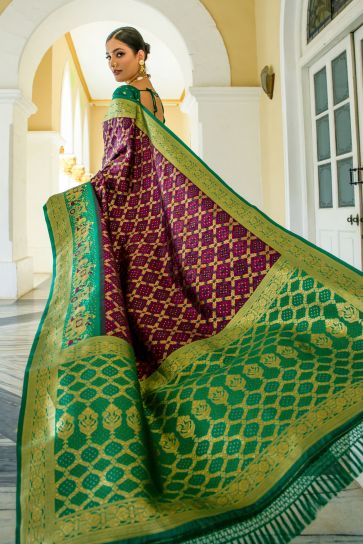 Adorable Purple Color Function Wear Banarasi Silk Weaving Work Saree