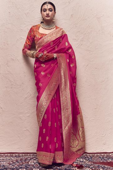 Rani Color Art Silk Fabric Weaving Work Festive Wear Fancy Saree