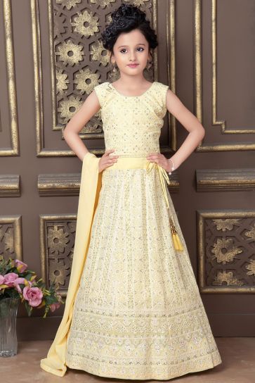 Honey Yellow Embroidered Ethnic Dress – Lakshita