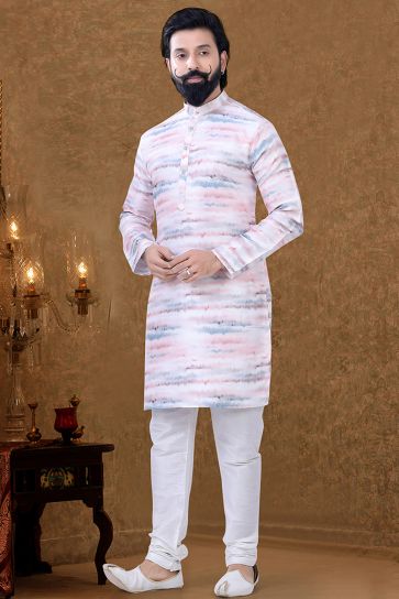Multi Color Sangeet Wear Cotton Fabric Charismatic Kurta Pyjama