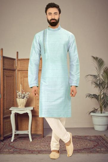 Function Wear Readymade Glamorous Kurta Pyjama For Men In Polyester Fabric