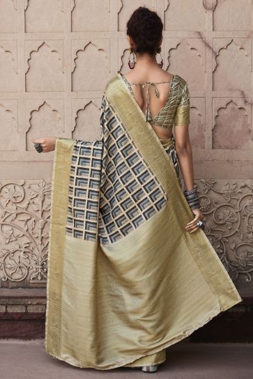 Printed Multi Color Handloom Silk Stylish Saree