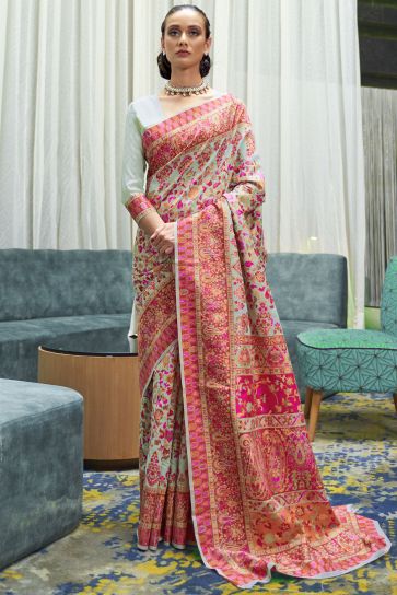 Multi Color Art Silk Fabric Weaving Work Wedding Wear Pretty Saree