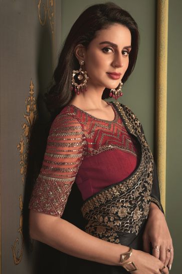 Outstanding Black Soft Banarasi Silk Saree With Lovely Blouse Piece –  LajreeDesigner
