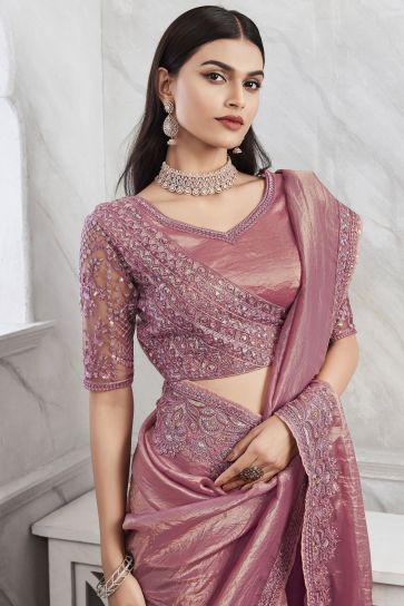 Excellent Art Silk Fabric Pink Color Saree With Border Work