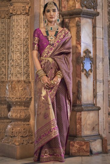 Magenta Color Patola Silk Weaving Work Saree
