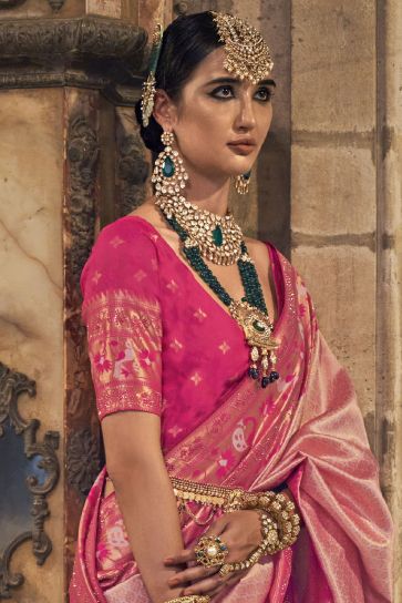 Pink Color Weaving Work Function Wear Patola Silk Saree