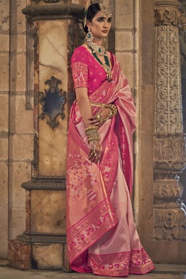 Pink Color Weaving Work Function Wear Patola Silk Saree