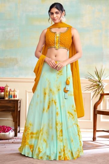 Georgette Fabric Function Wear Wondrous Readymade Lehenga In Multi Color