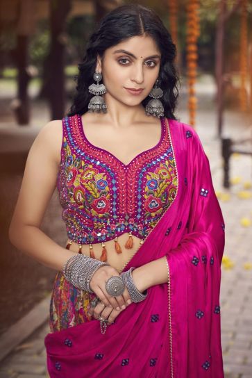 Beauteous Weeding Style Rani Color Lehenga Choli In Art Silk Fabric