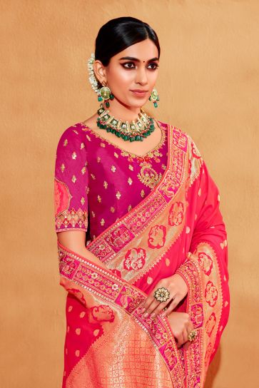 Multi Color Charismatic Embroidered Designs Silk Saree