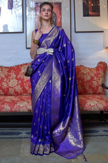 Imperial Purple Color Art Silk Fabric Party Look Saree With Weaving Work