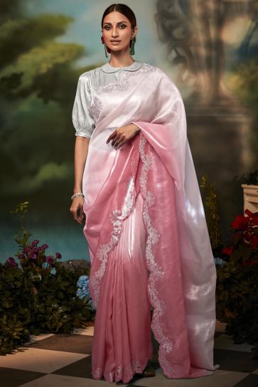 Pink Color Party Style Fancy Work Charismatic Art Silk Saree