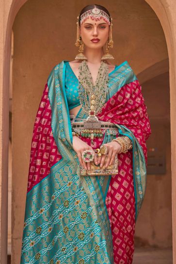 Rani Color Beautiful Art Silk Fabric Casual Patola Saree