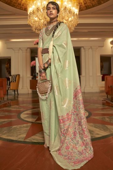 Sea Green Art Silk Weaving Work Festive Wear Trendy Saree