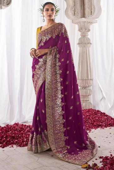 Purple Color Weaving Work Glamorous Art Silk Saree
