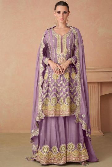 Eugeniya Belousova Chinon Fabric Lavender Color Beatific Palazzo Suit
