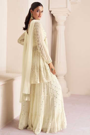 White Color Georgette Fabric Glorious Readymade Sharara Suit