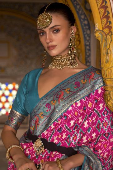 Rani Color Art Silk Fabric Patola Printed Precious Saree