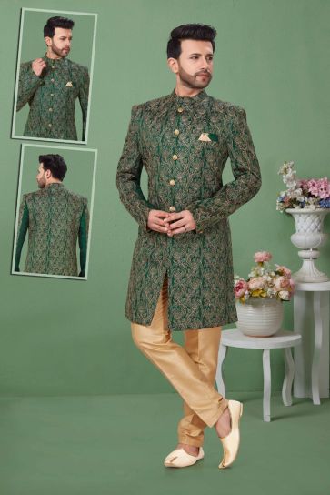 Green Color Designer Indo Western