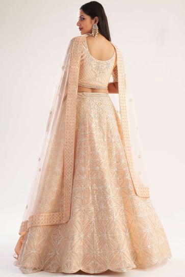 Net Magnificent Embroidered Wedding Lehenga Choli