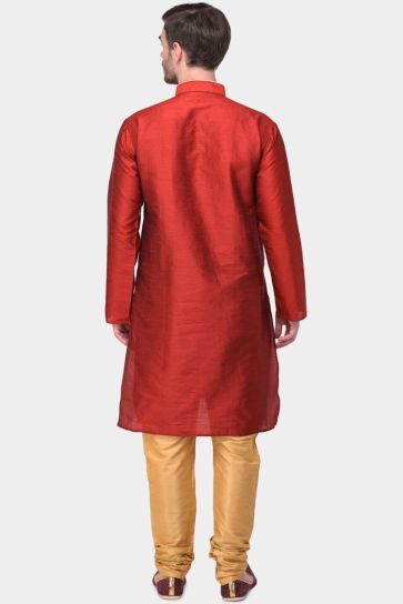 Maroon Color Dhupion Silk Fabric Redaymade Kurta Pyjama