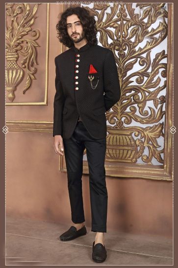 Brown Color Wedding Wear Jodhpuri Suit In Rayon Fabric