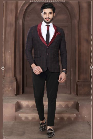 Attractive Brown Color Fancy Fabric Wedding Wear Jodhpuri Suit