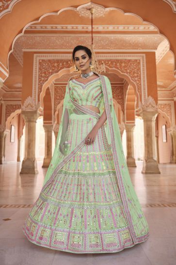 Buy HappiLey Embroidered Bollywood Art Silk Multicolor, Green, Pink Sarees  Online @ Best Price In India