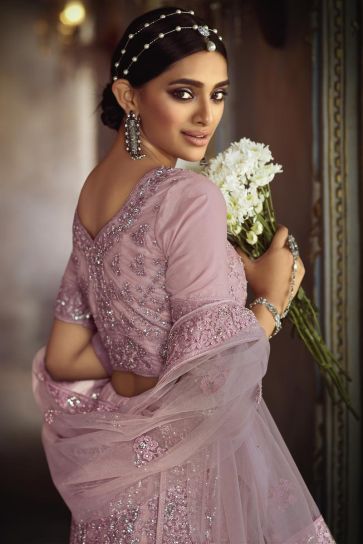 Pink Color Net Fabric Occasion Wear Lehenga Choli