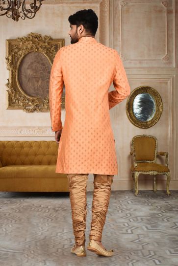 Gorgeous Cotton Fabric Reception Wear Readymade Indo Western For Men