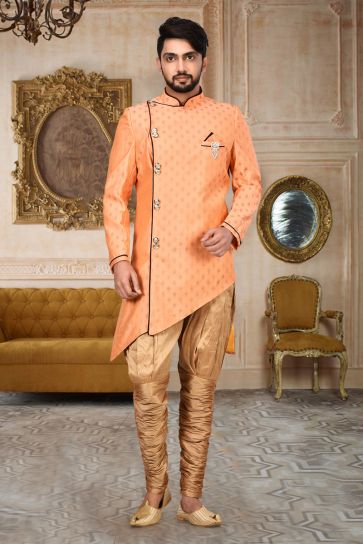 Gorgeous Cotton Fabric Reception Wear Readymade Indo Western For Men