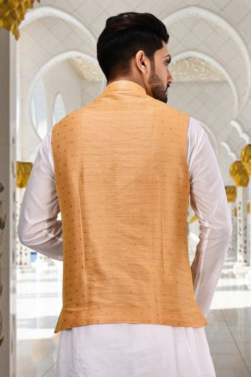 Peach Color Fancy Fabric Function Wear Readymade Men Jacket