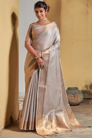 Exclusive Beige Color Regular Saree In Art Silk Fabric