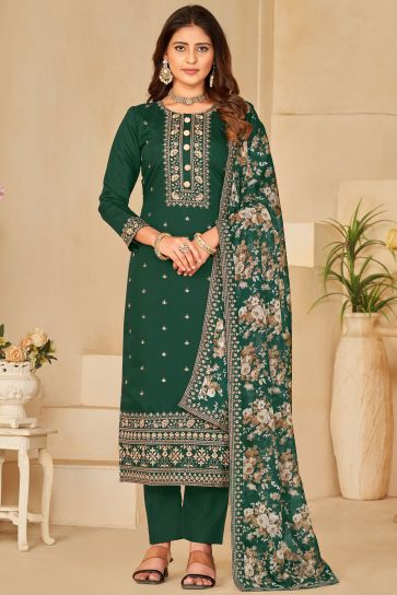 Party Wear Green color Faux Georgette fabric Salwar Kameez : 1679668