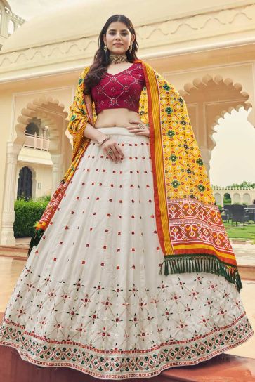 Radiant White Color Function Wear Lehenga In Georgette Fabric