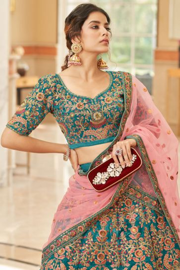 Shop Baby Pink Pakistani Velvet Lehenga Choli Online Shopping for Girls &  Women – HATKE BRIDE