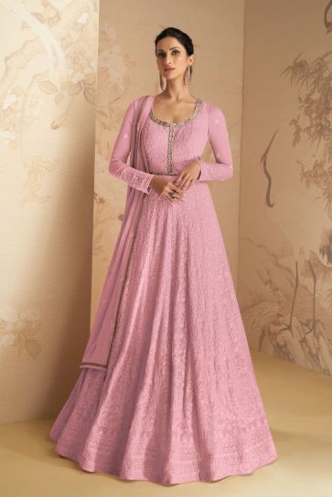 Blue Reception Anarkali Wedding Gown In Georgette SFYS86602E –  ShreeFashionWear